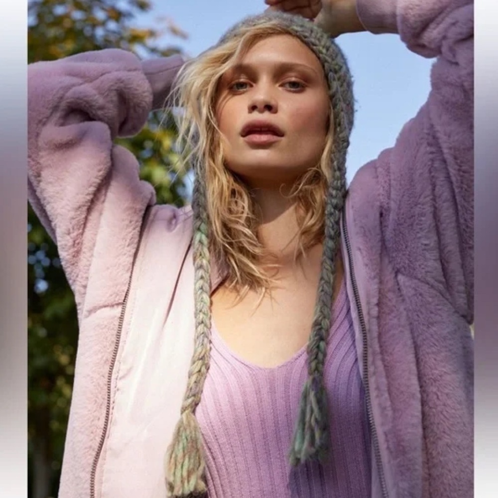 Free People Fox Knit Trapper Hat MISSING POM